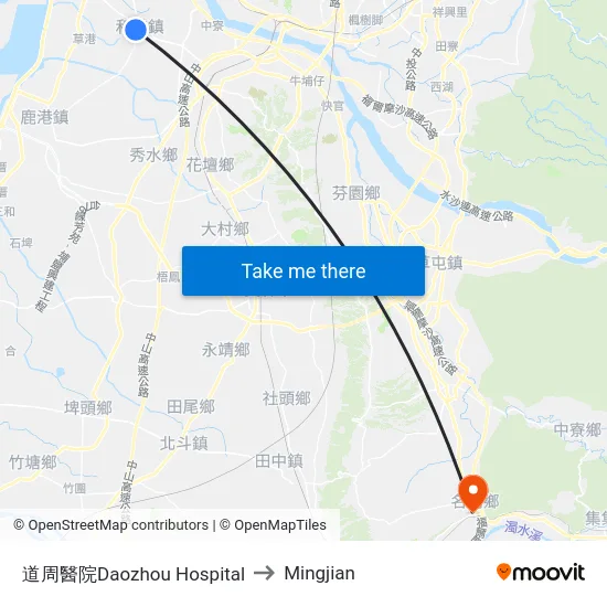 道周醫院Daozhou Hospital to Mingjian map