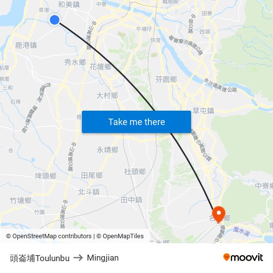 頭崙埔Toulunbu to Mingjian map