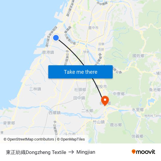 東正紡織Dongzheng Textile to Mingjian map