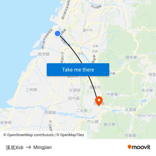 Xidi to Mingjian map