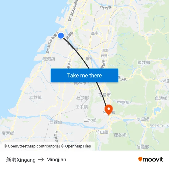 新港Xingang to Mingjian map