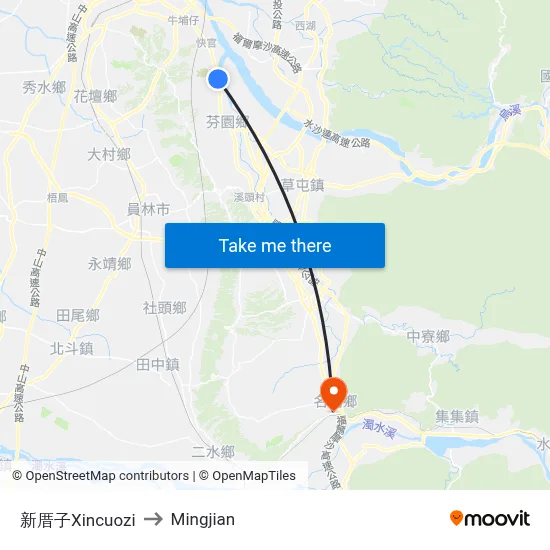 Xincuozi to Mingjian map