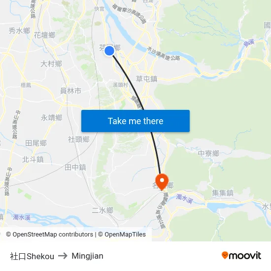 Shekou to Mingjian map