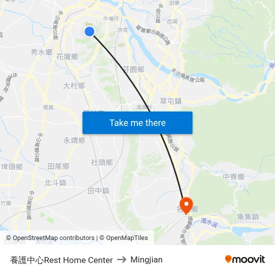 養護中心Rest Home Center to Mingjian map
