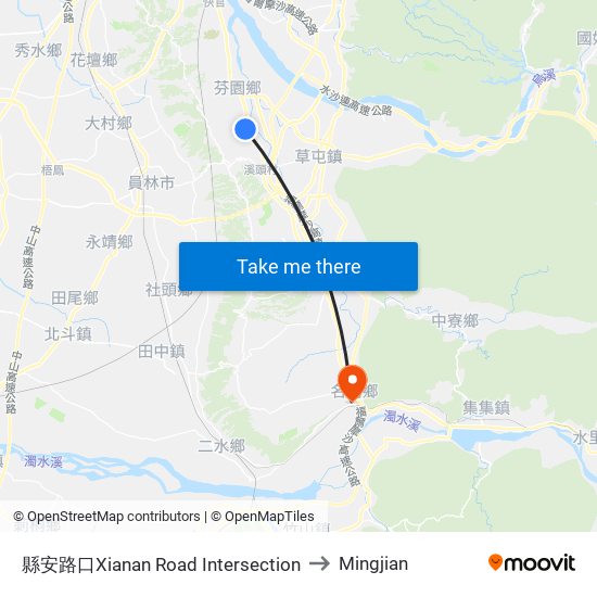縣安路口Xianan Road Intersection to Mingjian map