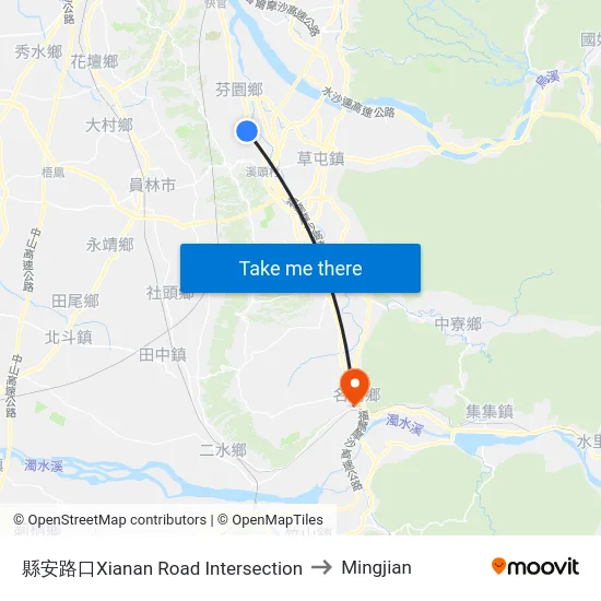 縣安路口Xianan Road Intersection to Mingjian map