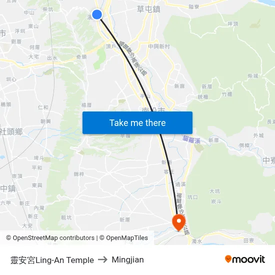 Ling-An Temple to Mingjian map