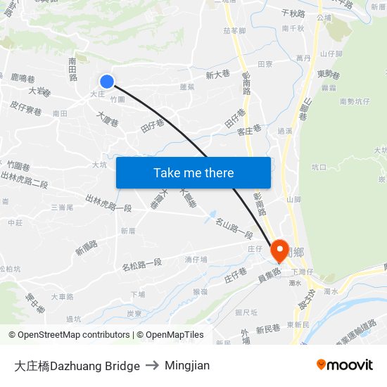 大庄橋Dazhuang Bridge to Mingjian map