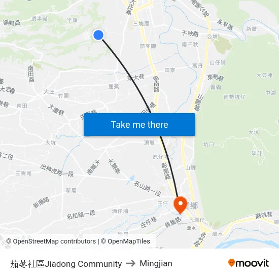 Jiadong Community to Mingjian map