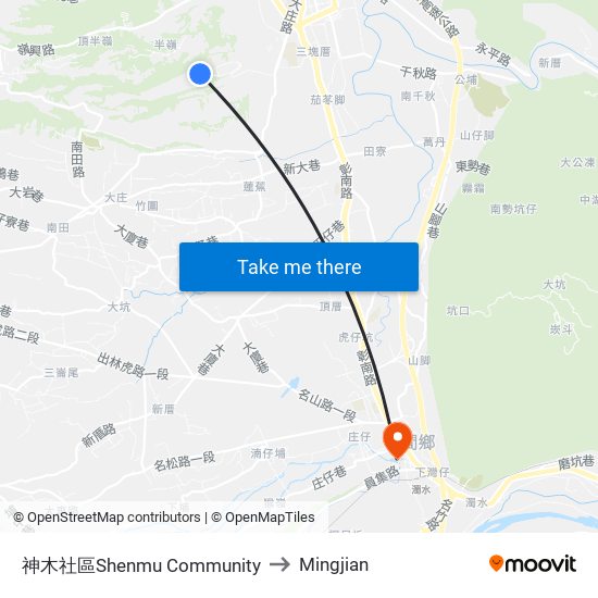 神木社區Shenmu Community to Mingjian map