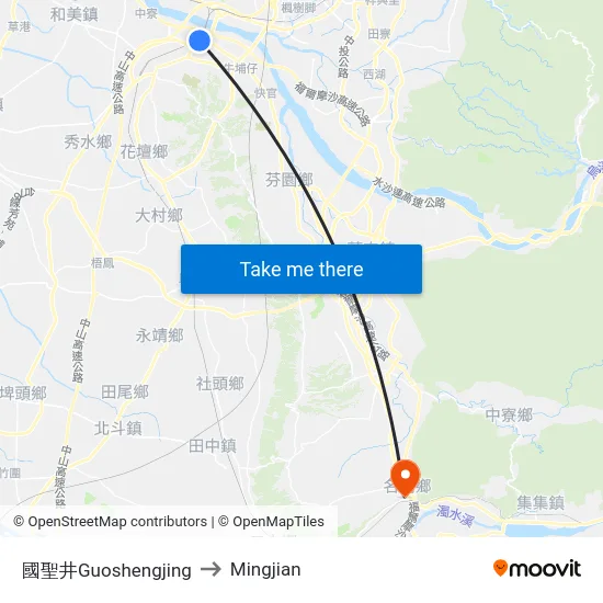 Guoshengjing to Mingjian map