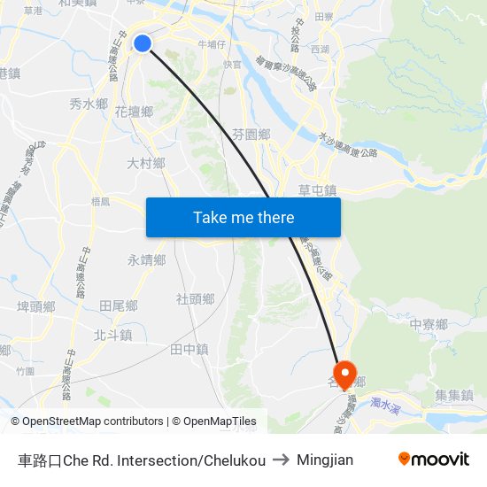 車路口Che Rd. Intersection/Chelukou to Mingjian map