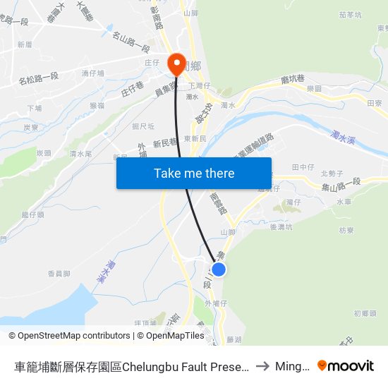 車籠埔斷層保存園區Chelungbu Fault Preservation Park to Mingjian map