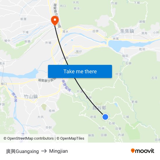 廣興Guangxing to Mingjian map