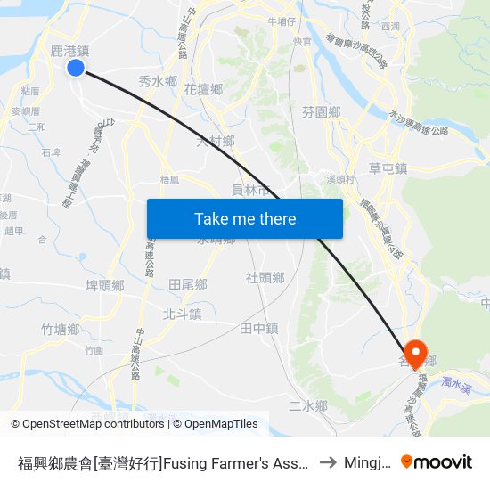 福興鄉農會[臺灣好行]Fusing Farmer's Association to Mingjian map