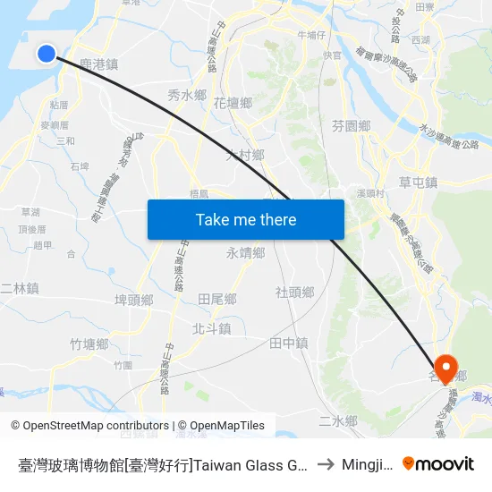 Taiwan Glass Gallery to Mingjian map