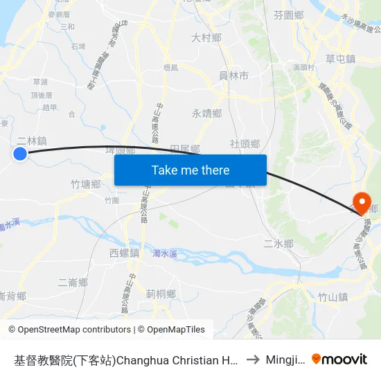 基督教醫院(下客站)Changhua Christian Hospital to Mingjian map