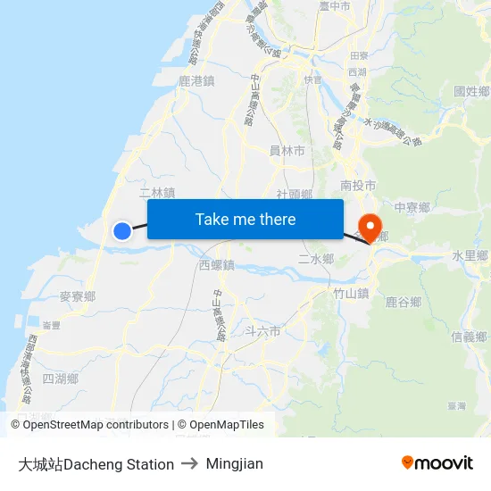 大城站Dacheng Station to Mingjian map