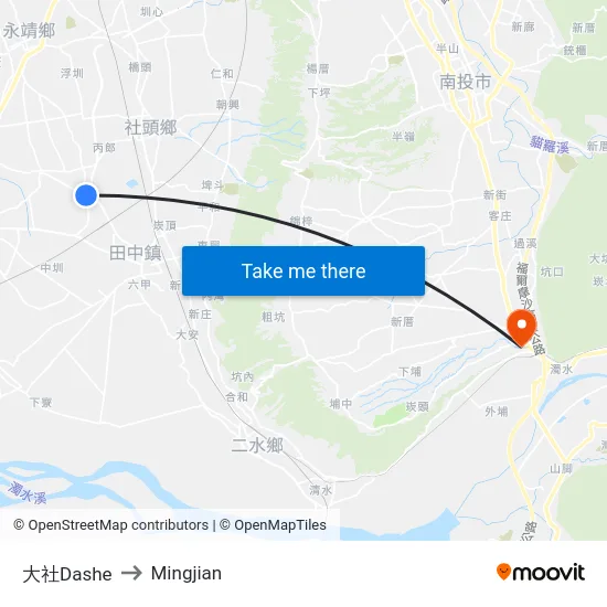 大社Dashe to Mingjian map