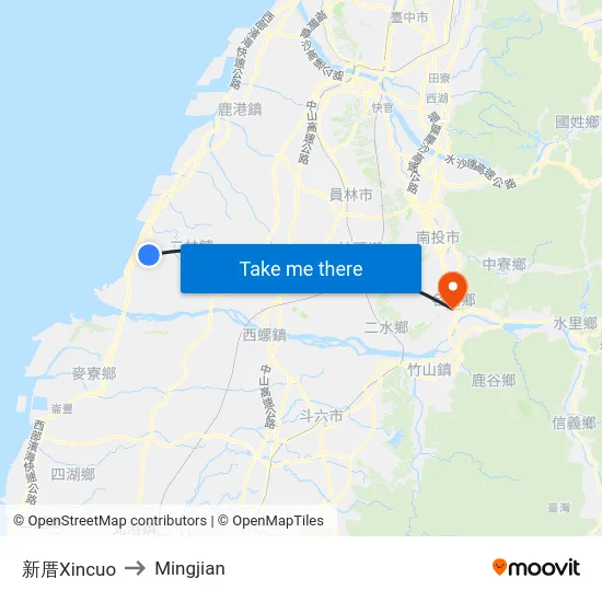 新厝Xincuo to Mingjian map