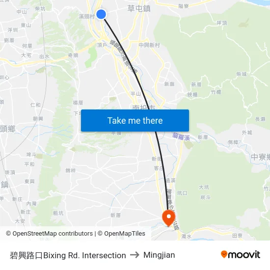 碧興路口Bixing Rd. Intersection to Mingjian map
