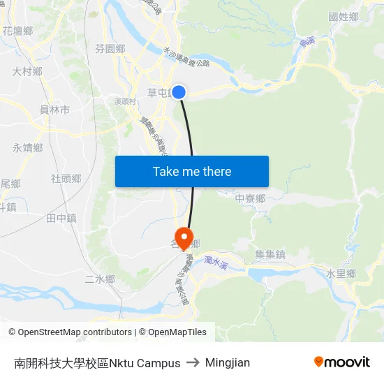 NKTU Campus to Mingjian map
