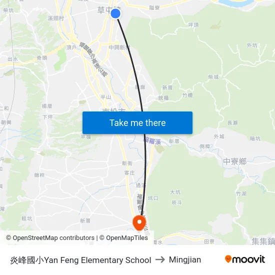 炎峰國小Yan Feng Elementary School to Mingjian map