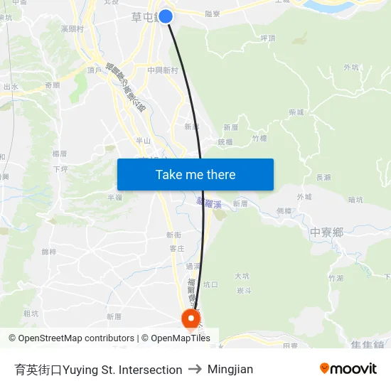 育英街口Yuying St. Intersection to Mingjian map