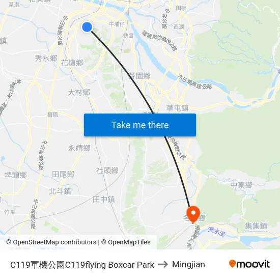C119軍機公園C119flying Boxcar Park to Mingjian map