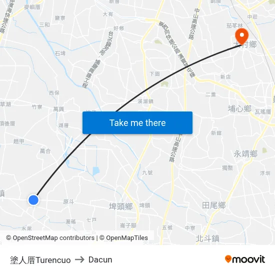 塗人厝Turencuo to Dacun map