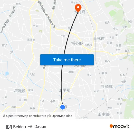 北斗Beidou to Dacun map