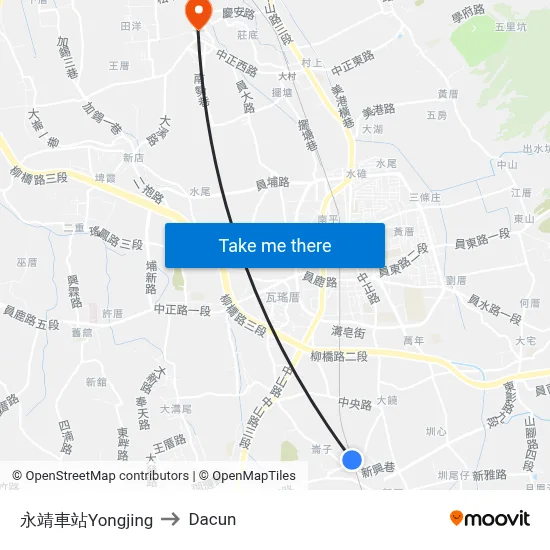 永靖車站Yongjing to Dacun map
