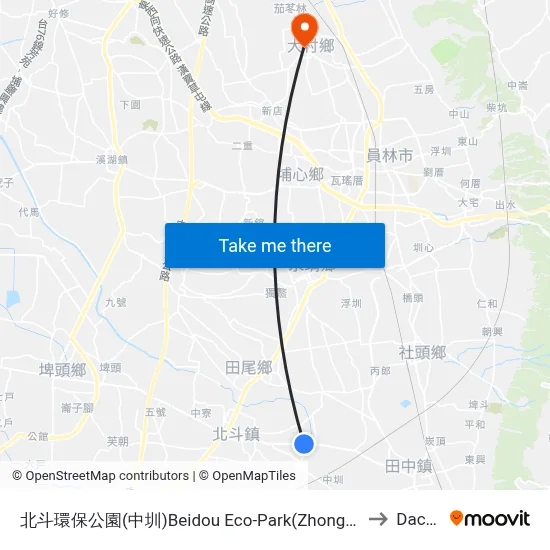 北斗環保公園(中圳)Beidou  Eco-Park(Zhongzun) to Dacun map