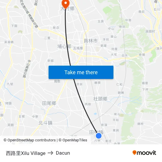 Xilu Village to Dacun map