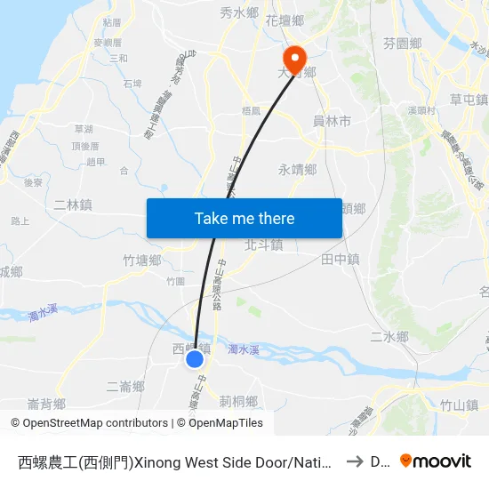 Xinong West Side Door/National Xiluo Agricultural Industrial High School to Dacun map
