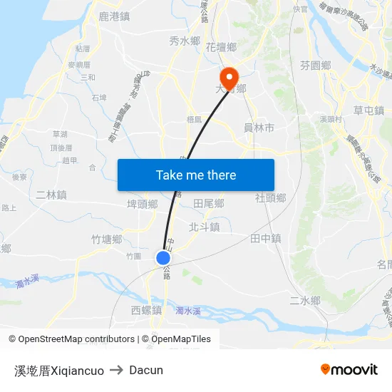 Xiqiancuo to Dacun map