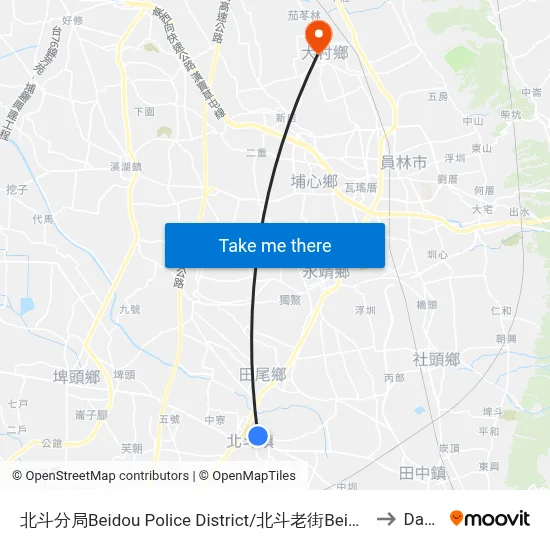 北斗分局Beidou Police District/北斗老街Beidou Old Street to Dacun map