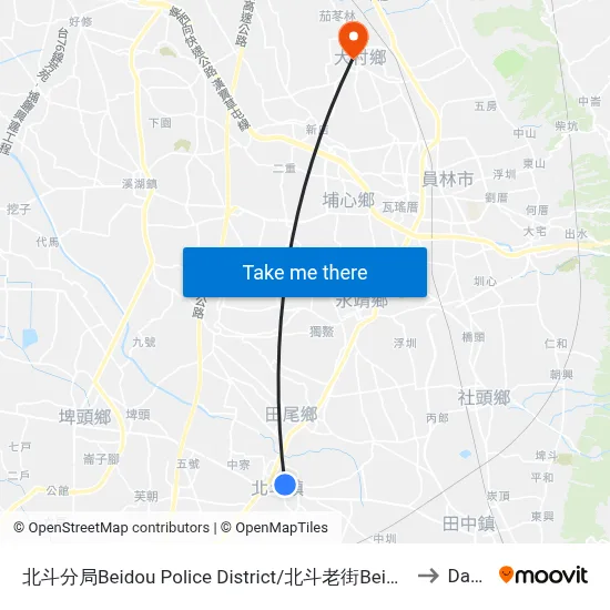 北斗分局Beidou Police District/北斗老街Beidou Old Street to Dacun map
