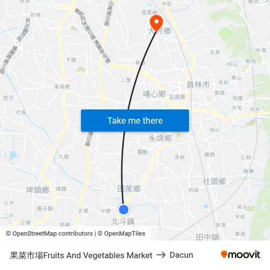 果菜市場Fruits And Vegetables Market to Dacun map