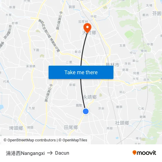 湳港西Nangangxi to Dacun map
