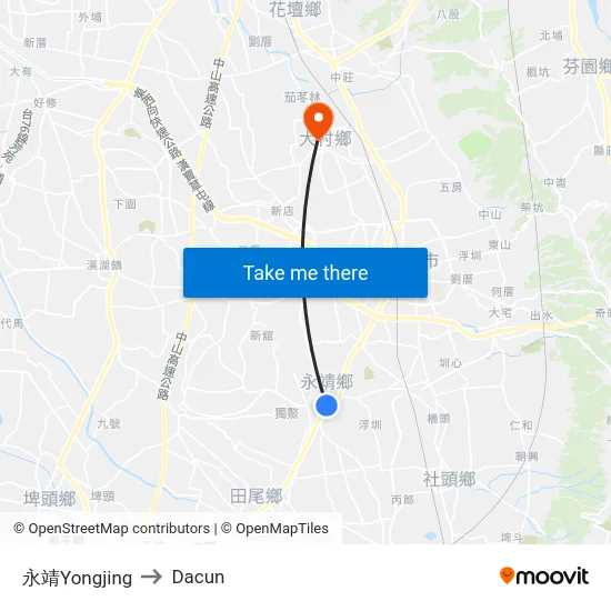 永靖Yongjing to Dacun map