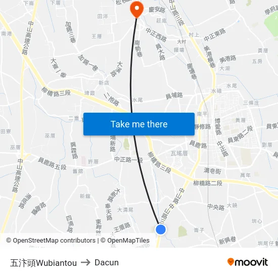 五汴頭Wubiantou to Dacun map