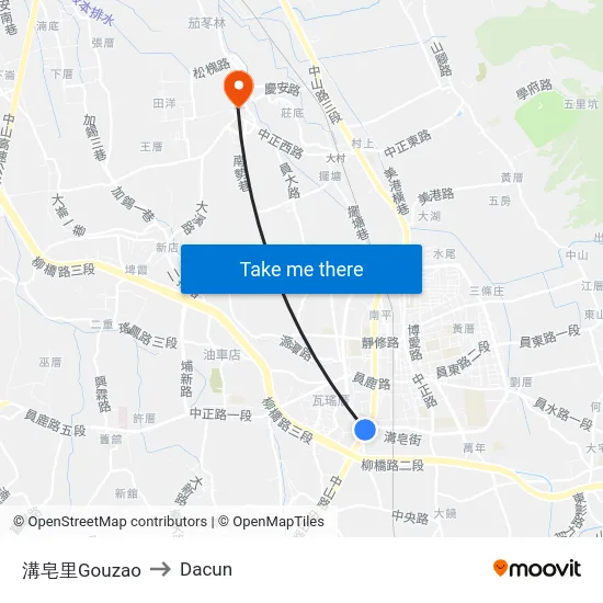 溝皂里Gouzao to Dacun map