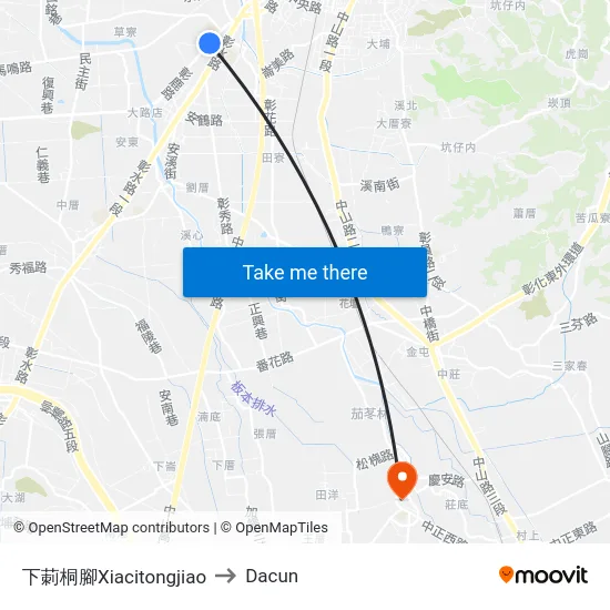下莿桐腳Xiacitongjiao to Dacun map