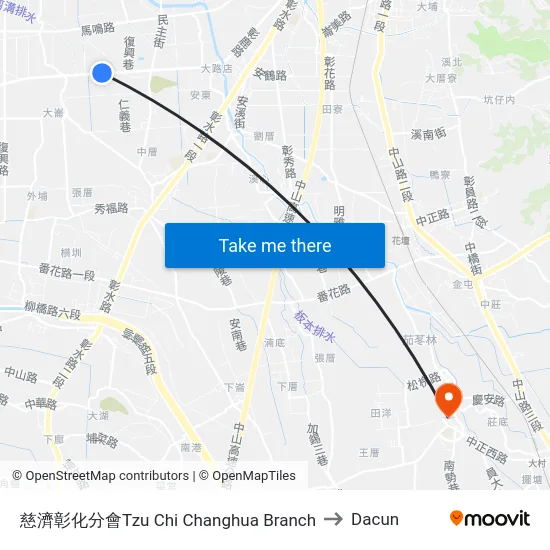 慈濟彰化分會Tzu Chi Changhua Branch to Dacun map