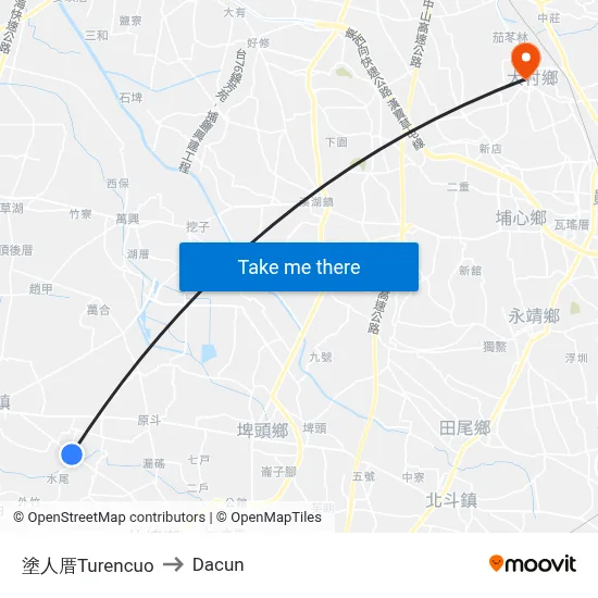 塗人厝Turencuo to Dacun map