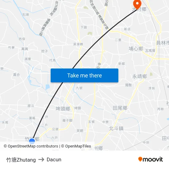 竹塘Zhutang to Dacun map