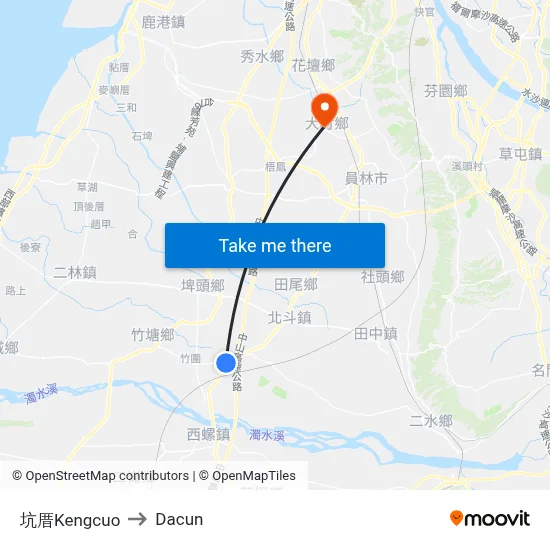 坑厝Kengcuo to Dacun map