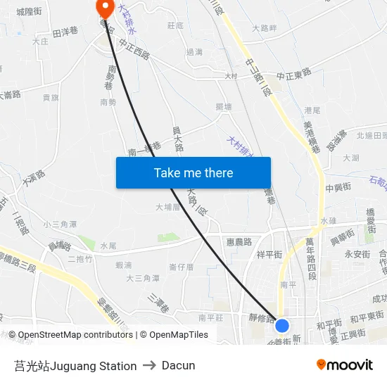 莒光站Juguang Station to Dacun map
