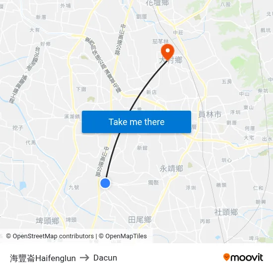 海豐崙Haifenglun to Dacun map